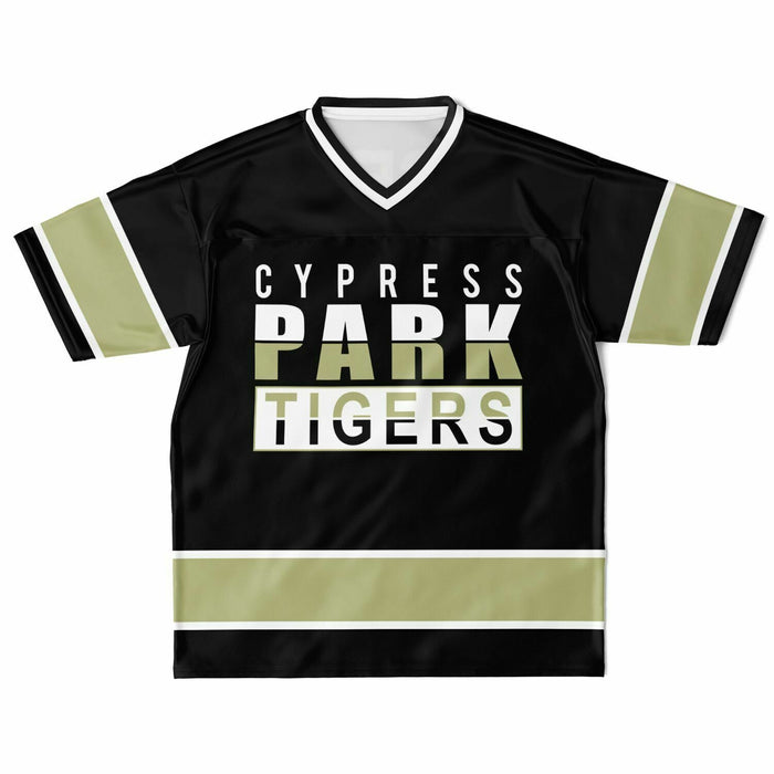 Cypress Park Tigers football jersey laying flat - front  13