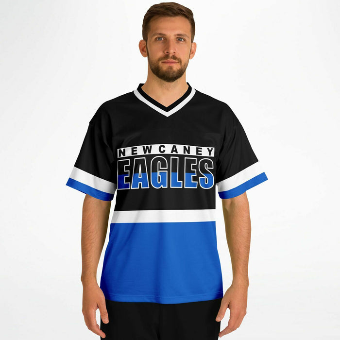 Man wearing New Caney Eagles football jersey 10