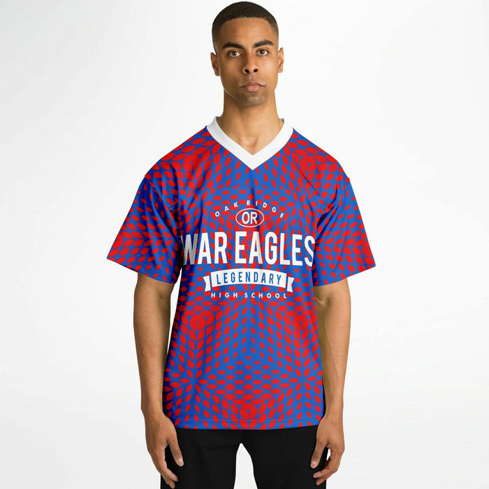 Black man wearing Oak Ridge War Eagles High School football Jersey