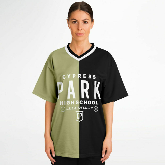 Women wearing Cypress Park Tigers football jersey 04