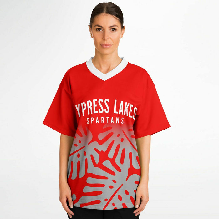 Women wearing Cypress Lakes Spartans football jersey