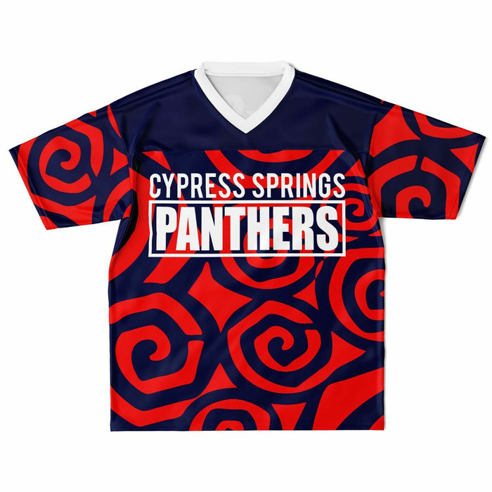 Cypress Springs Panthers football jersey laying flat - front 