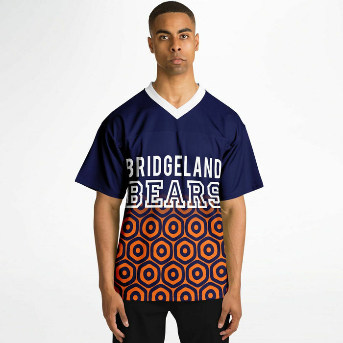 Black man wearing Bridgeland Bears football Jersey