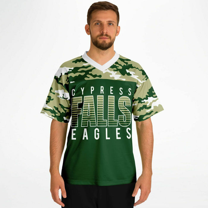 Man wearing Cypress Falls Eagles football jersey 08