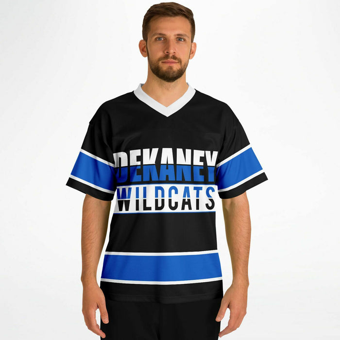 Man wearing Dekaney Wildcats football jersey