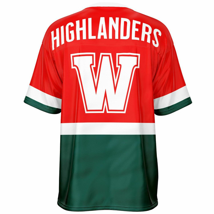 The Woodlands Highlanders High School football jersey -  ghost view - back