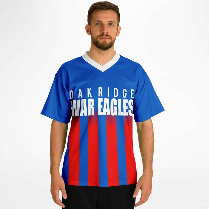 Man wearing Oak Ridge War Eagles High School football jersey