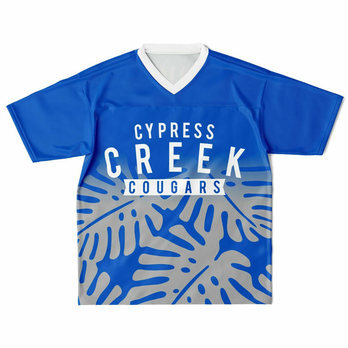 Cypress Creek Cougars football jersey laying flat - front 