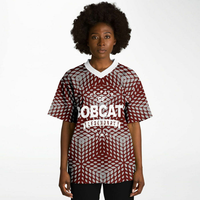 Black woman wearing Cy-Fair Bobcats football Jersey