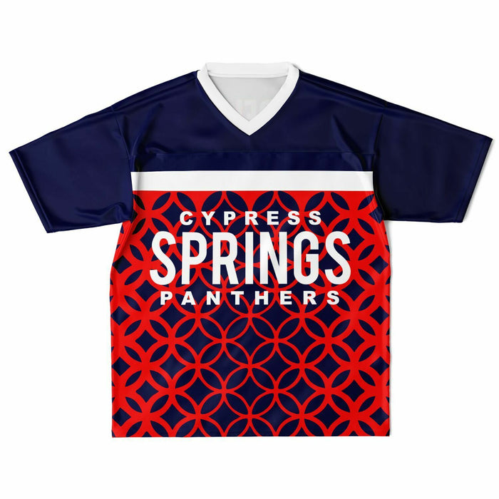 Cypress Springs Panthers football jersey laying flat - front 