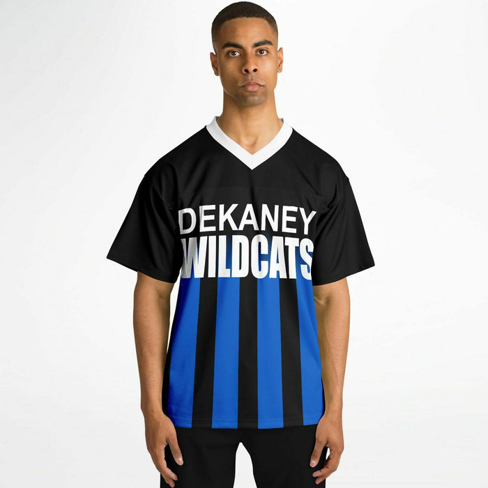 Black man wearing Dekaney Wildcats football Jersey