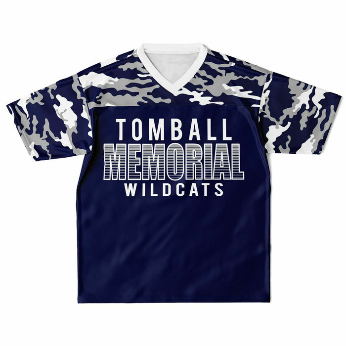 Tomball Memorial Wildcats High School football jersey laying flat - front 