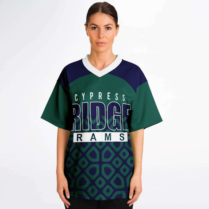 Women wearing Cypress Ridge Rams football jersey