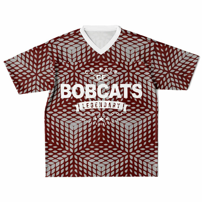 Cy-Fair Bobcats football jersey laying flat - front 