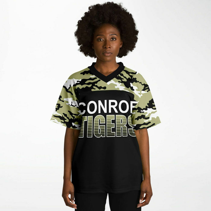 Black woman wearing Conroe Tigers football Jersey 09