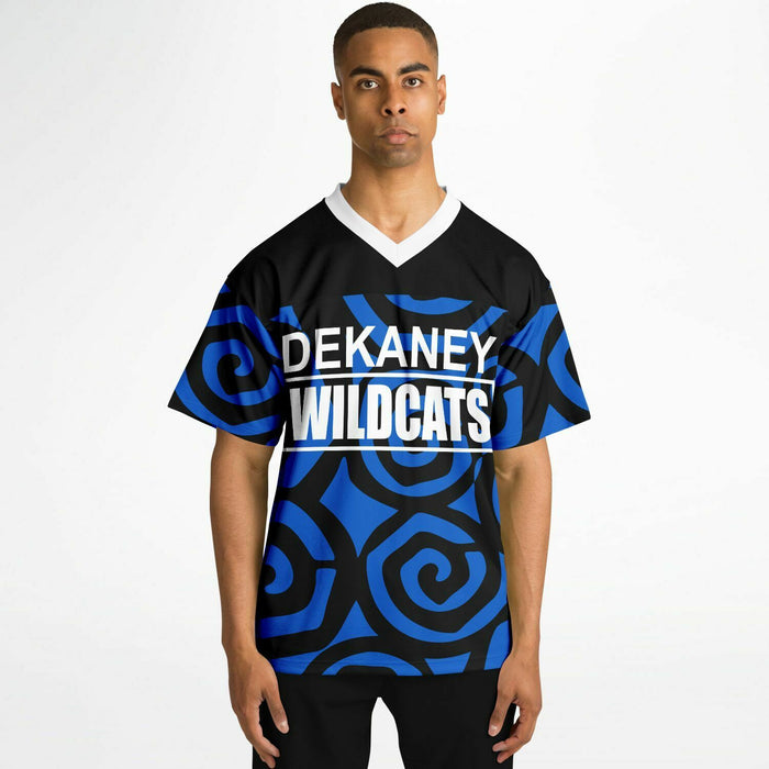 Black man wearing Dekaney Wildcats football Jersey