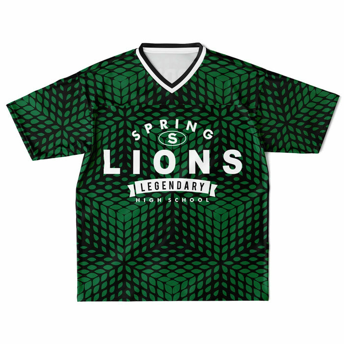 Spring Lions High School football jersey laying flat - front 