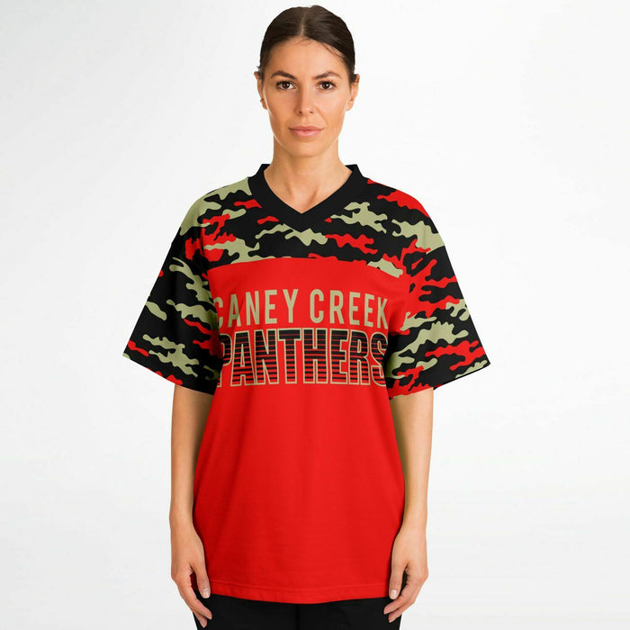 Women wearing Caney Creek Panthers football jersey 08