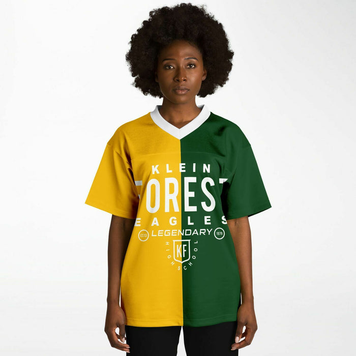 Black woman wearing Klein Forest Eagles football Jersey