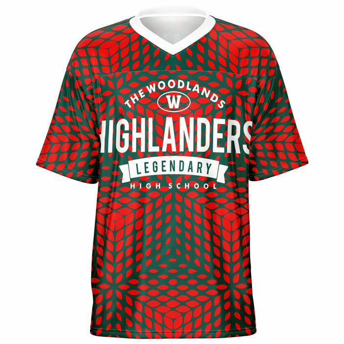 The Woodlands Highlanders High School football jersey -  ghost view - front