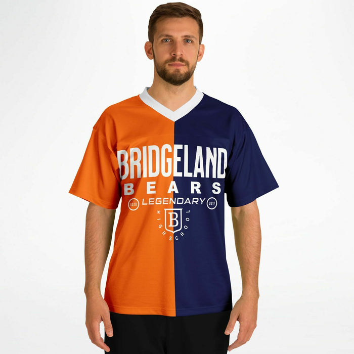 Man wearing Bridgeland Bears football jersey