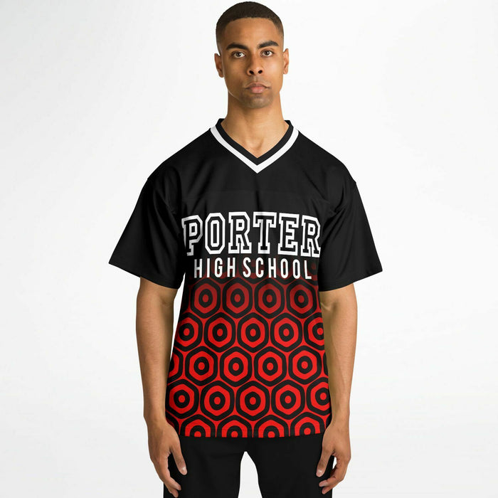 Black man wearing Porter Spartans High School football Jersey