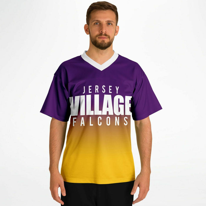 Man wearing Jersey Village Falcons football jersey