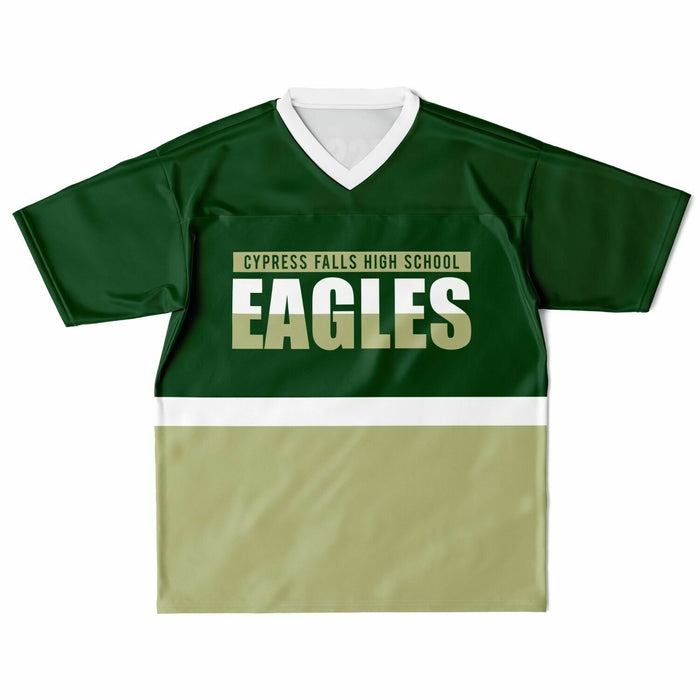 Cypress Falls Eagles football jersey laying flat - front  10