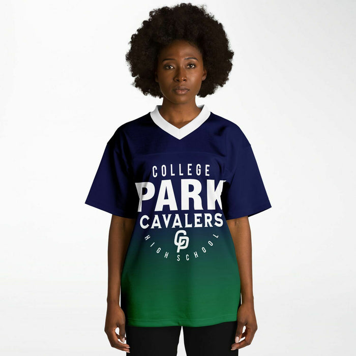 Black woman wearing College Park Cavaliers football Jersey 05