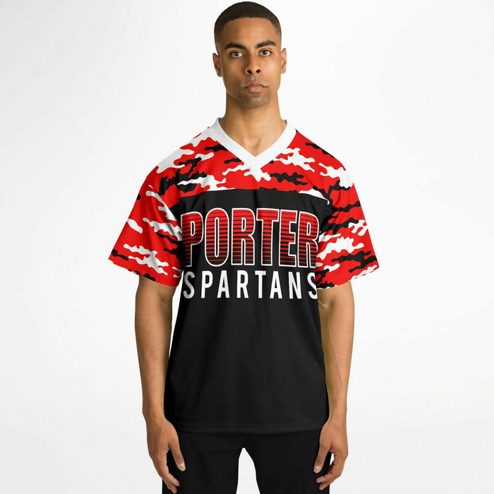 Black man wearing Porter Spartans High School football Jersey