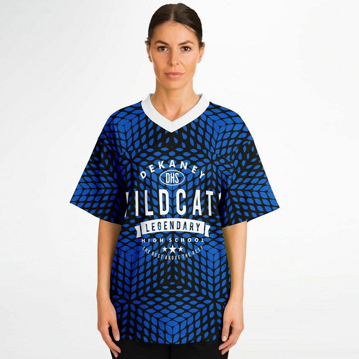 Women wearing Dekaney Wildcats football jersey