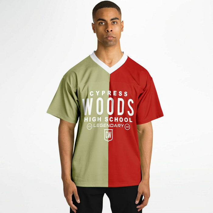 Black man wearing Cypress Woods Wildcats football Jersey 04