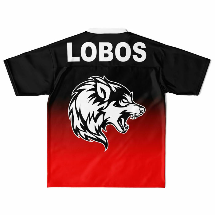 Langham Creek Lobos football jersey laying flat - back