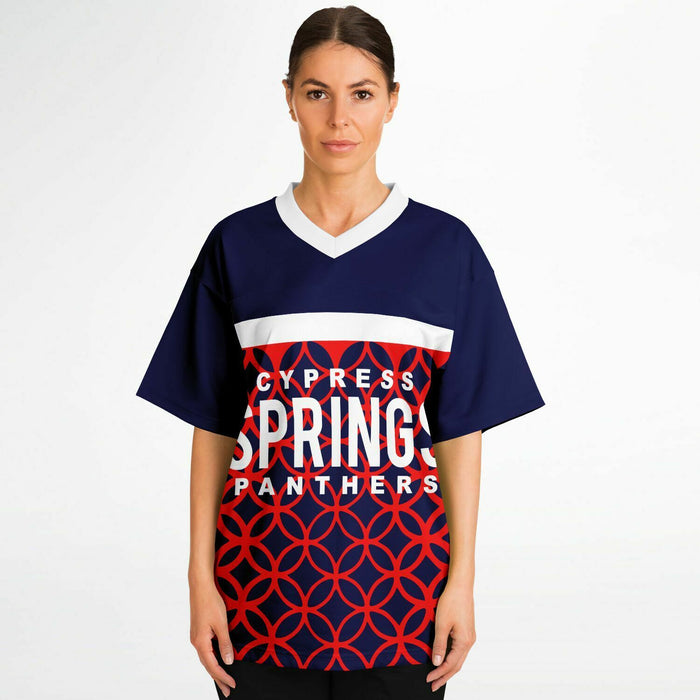 Women wearing Cypress Springs Panthers football jersey