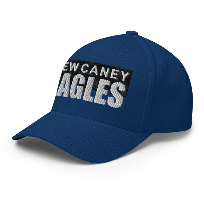 Side view of New Caney Eagles Flexfit Royal Blue Baseball Cap 204