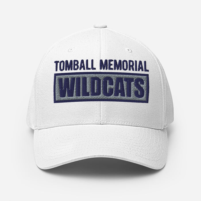 Tomball Memorial Wildcats Flexfit White Baseball Cap 202