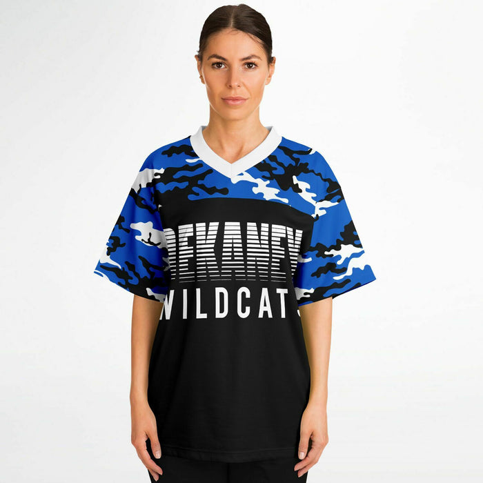 Women wearing Dekaney Wildcats football jersey