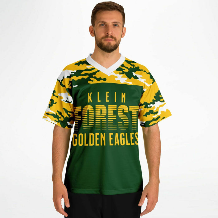 Man wearing Klein Forest Eagles football jersey