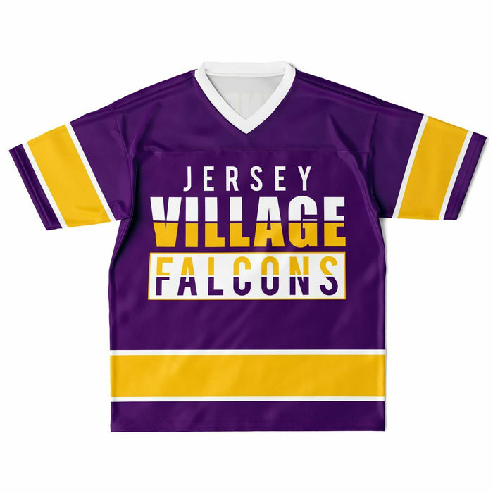 Jersey Village Falcons football jersey laying flat - front 