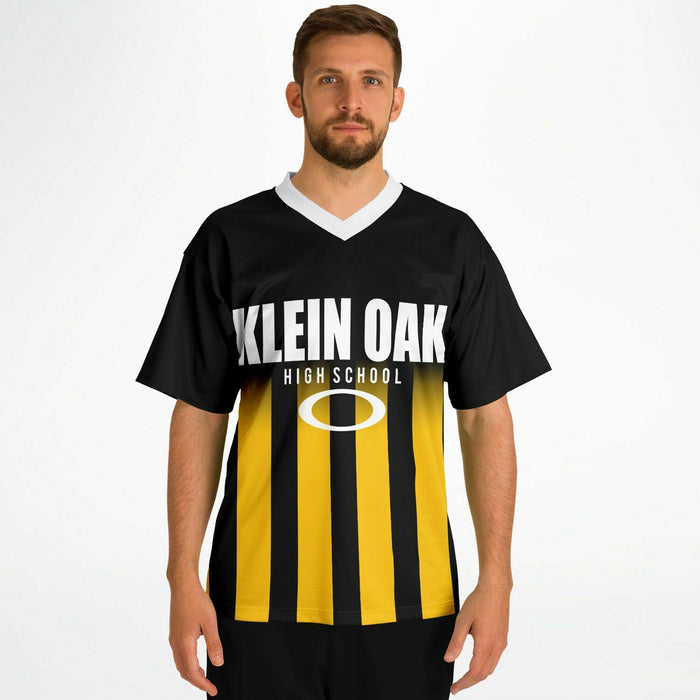 Man wearing Klein Oak Panthers football jersey