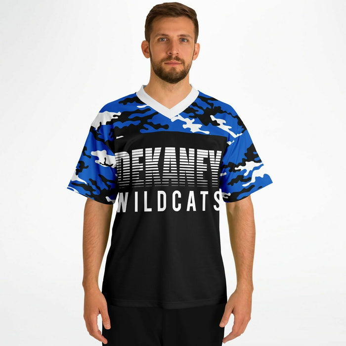 Man wearing Dekaney Wildcats football jersey