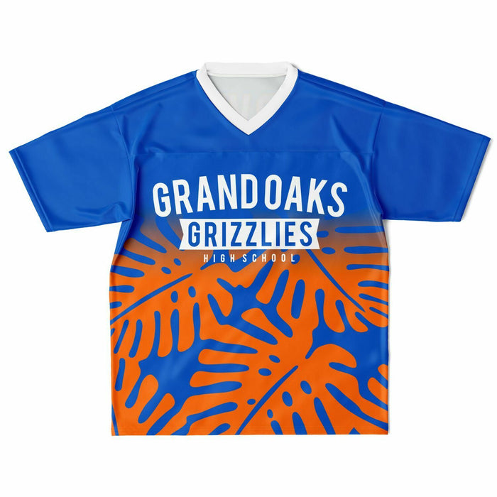 Grand Oaks Grizzlies football jersey laying flat - front 