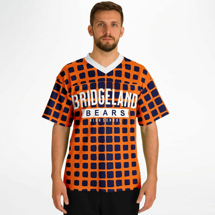 Man wearing Bridgeland Bears football jersey