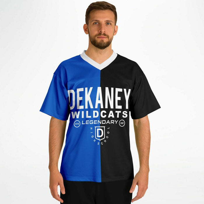 Man wearing Dekaney Wildcats football jersey