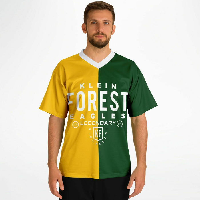 Man wearing Klein Forest Eagles football jersey