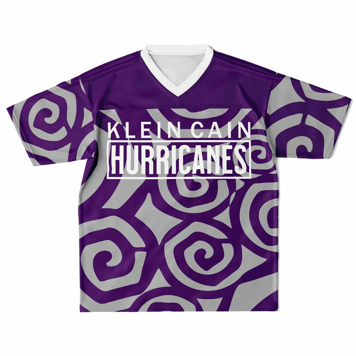 Klein Cain Hurricanes football jersey laying flat - front 