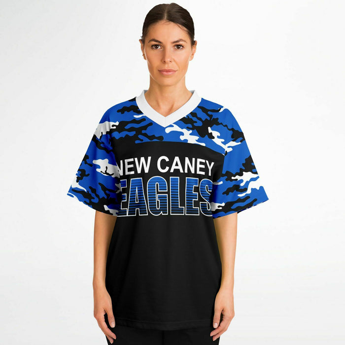 Women wearing New Caney Eagles football jersey 08