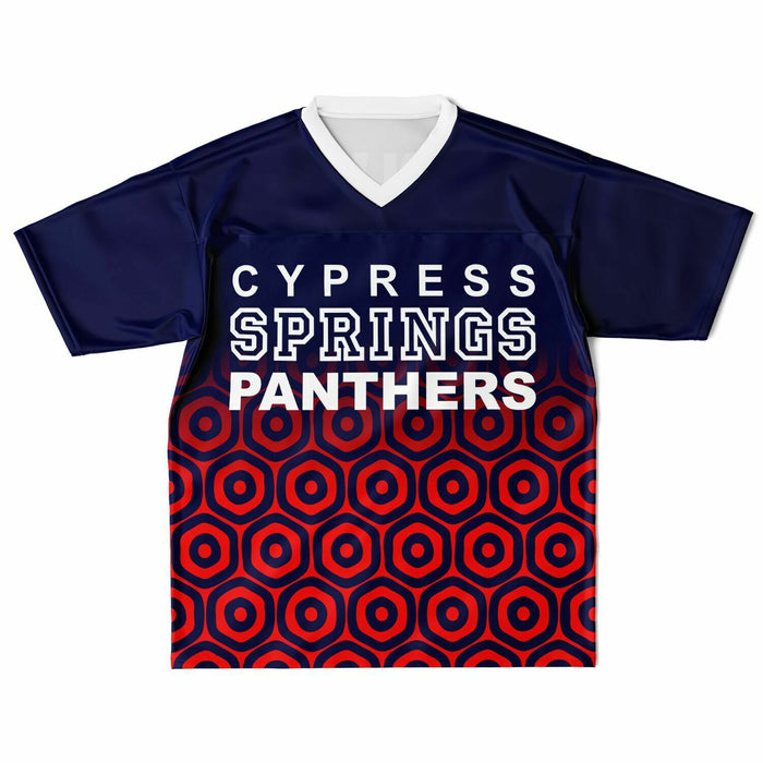 Cypress Springs Panthers football jersey laying flat - front 