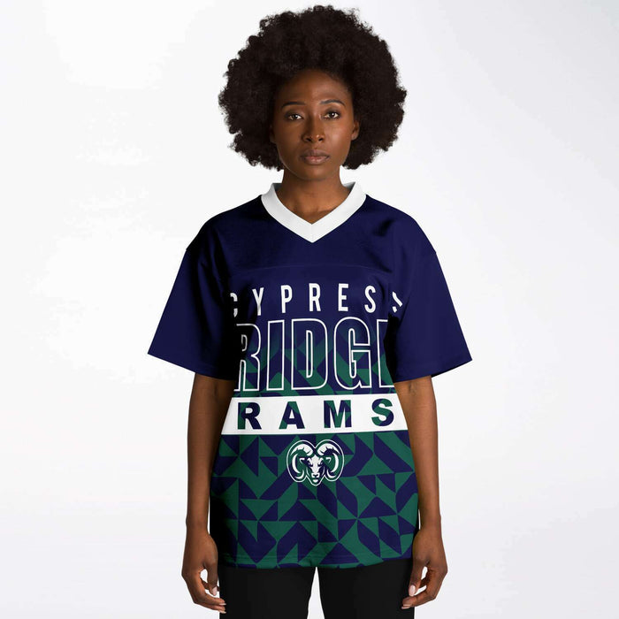 Women wearing Cypress Ridge Rams football jersey