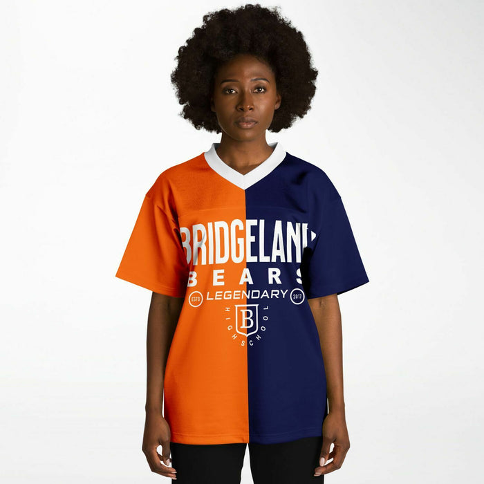 Black woman wearing Bridgeland Bears football Jersey